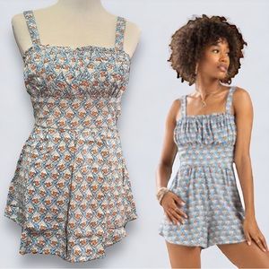 Francesca's Trixxi Clothing Company Mixed Print Milkmaid Romper Small NWT